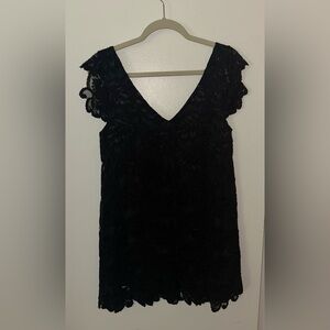 BB DAKOTA Sleek Black Lace Overlay Mini Dress